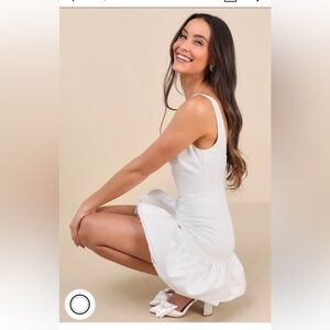 Lulu's White Ruffle Hem Dress